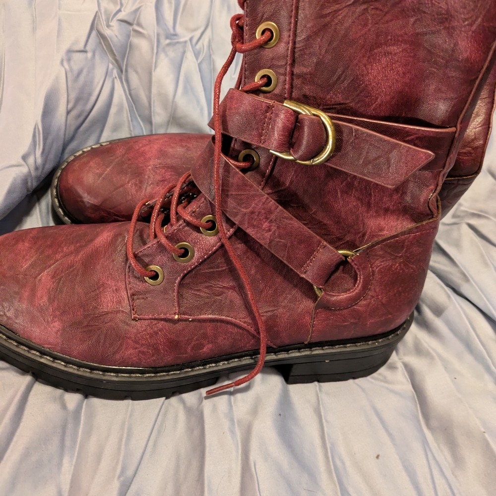 Seven7 Burgundy Boots with Zipper Detail